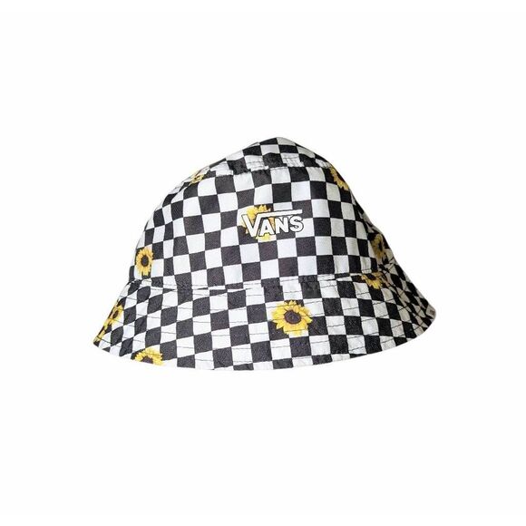 Vans black & white checkerboard sunflower bucket hat S/M - Picture 1 of 3